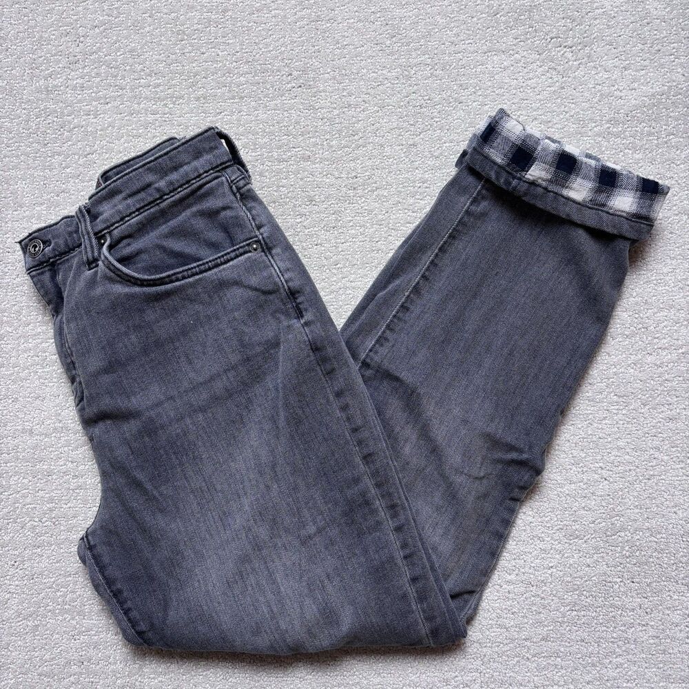 Eddie Bauer Women’s 8 Gray Flannel Lined Jeans Boyfriend Midrise Straight Cabin